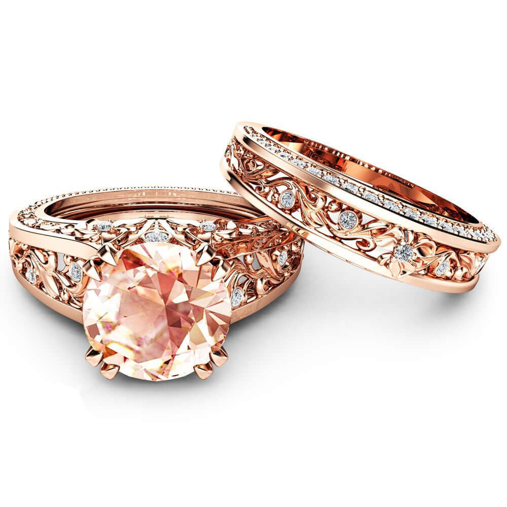 14K Rose Gold Plated Champagne Gemstone