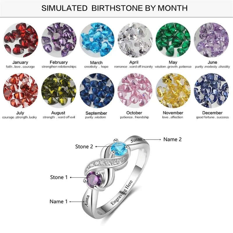 12th Birthday Stone Love Heart Ring