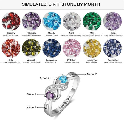 12th Birthday Stone Love Heart Ring