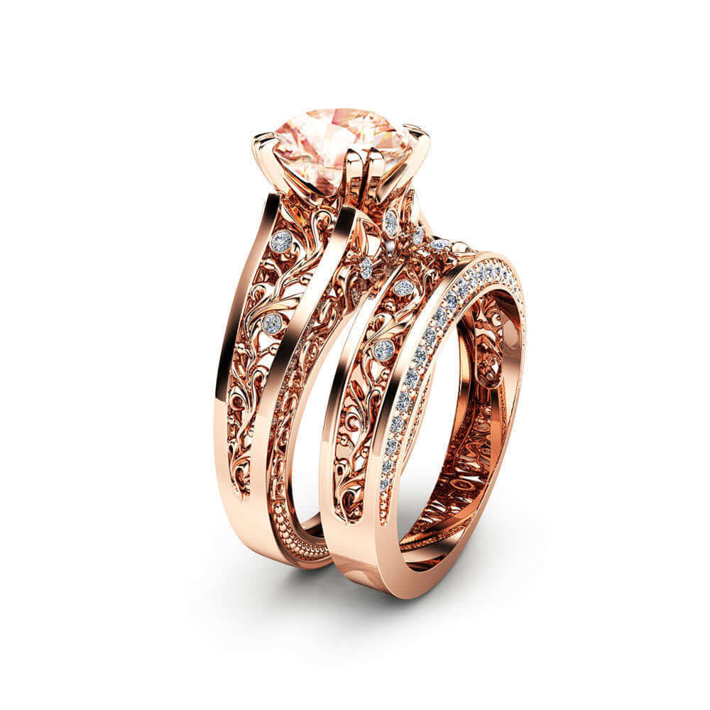 14K Rose Gold Plated Champagne Gemstone