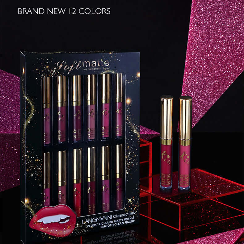 12 Colors Matte Lip Gloss Set Matte Lasting 