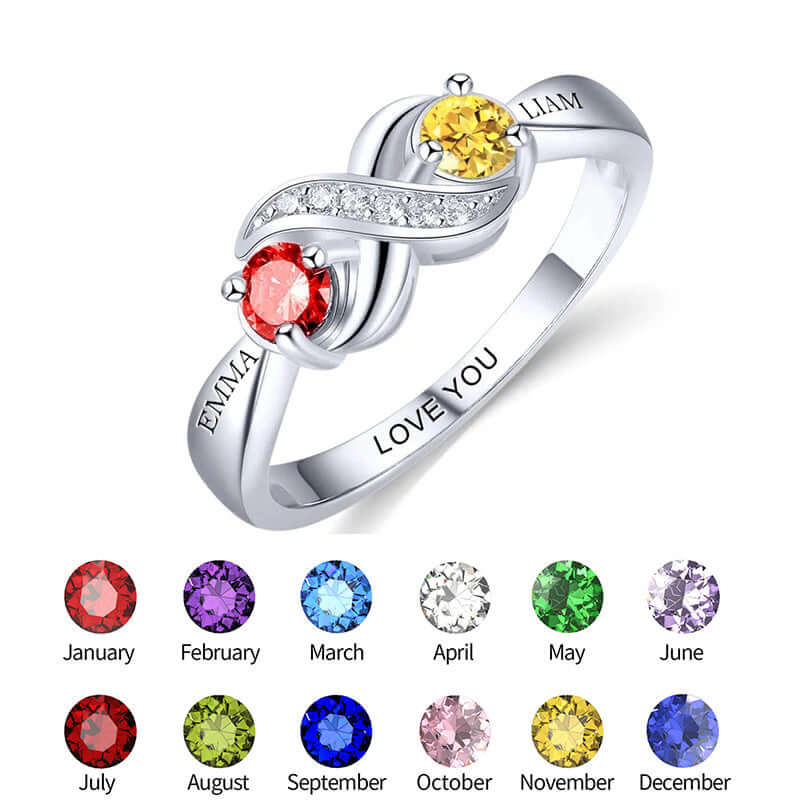12th Birthday Stone Love Heart Ring