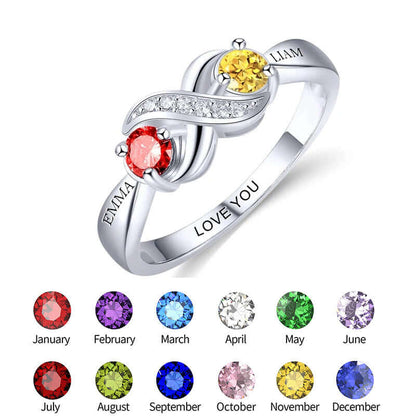 12th Birthday Stone Love Heart Ring